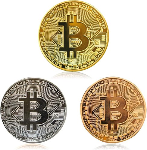 3pcs bitcoin coin gold - 3pcs,