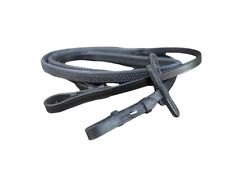 Equipride Leather Rubber Grip Reins for Bridle in Black Brown Size Full-Shetland