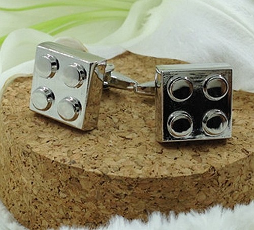 Chrome silver cufflinks lego - chrome,