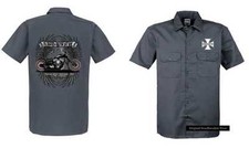 Worker Shirt Gray Motorcycle Biker Chopper & Oldschool Design Model Bobber