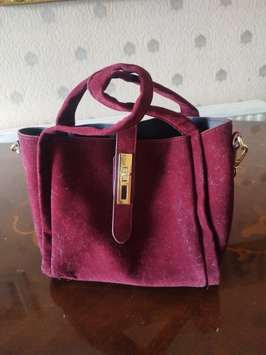 Red wine suede handbag - suede,