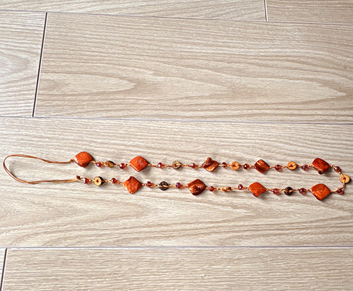 Beaded glass cord necklace - cord,