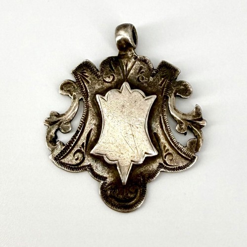Antique solid silver fob medal - solid,