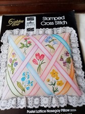 Dmc Golden Bee Stamped Cross Stitch Kit Pastel Lattice Nosegay Pillow