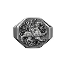 Griffin Polished Silver Ring