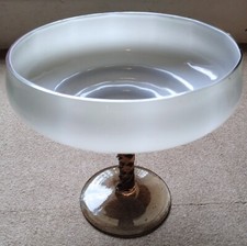 Large Studio Glass Compote - Pedestal Bowl - Hand Blown - Mid Century Art
