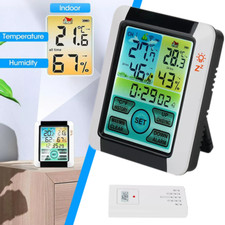 Digital Indoor & Outdoor Weather Station Clock Thermometer Wireless Hygrometer