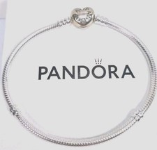 Pandora Moments Heart Clasp Snake Chain Bracelet 21cm, Mint Con, With Packaging