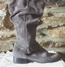 NEXT GREY LONG SUEDE SLOUCH BOOTS SZ 39 6