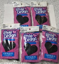 5 Pair Little Leggs Opaque Tights Little Girls Nylons Tights Small Black 2-4 NEW