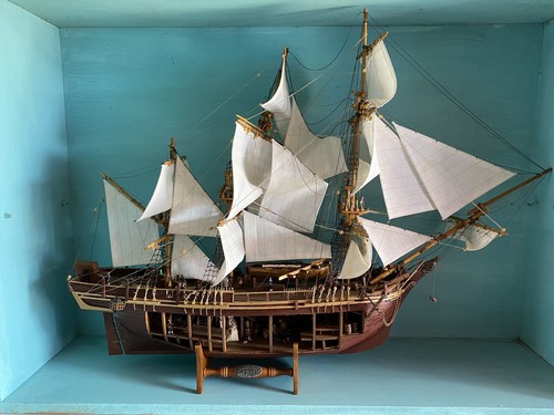 Wooden sailing ship model - sailing, in