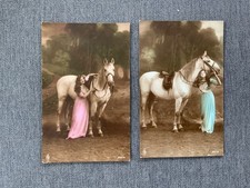 GLAMOUR - SAME LADY WITH WHITE HORSE - COLLECTION OF VINTAGE   POSTCARDS