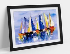 SAILING BOATS SEASCAPE HOME DECOR FRAMED WALL ART POSTER PRINT 4 SIZES