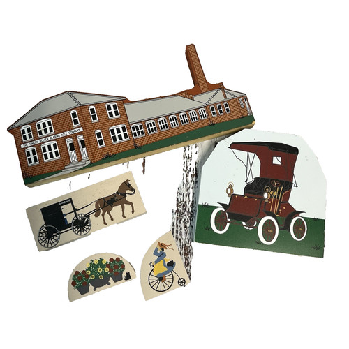 Vintage 5pc wooden village - vintage,