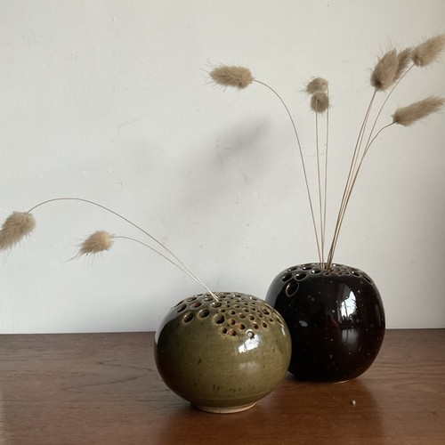 Studio pottery posy frog vase - pottery,