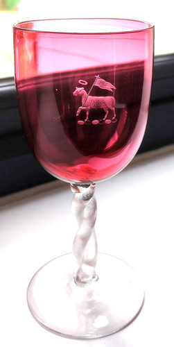Antique cranberry glass goblet - antique,