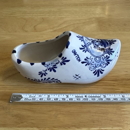 Vintage shoe clog delfts blauw - shoe,