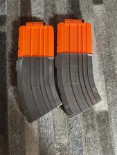 2x Nerf Attachment Accessories Kids Gun Custom Paint Silver VGC 10 Bullet Clips