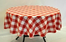 Small Round Gingham check Fabric TABLECLOTH Polyester