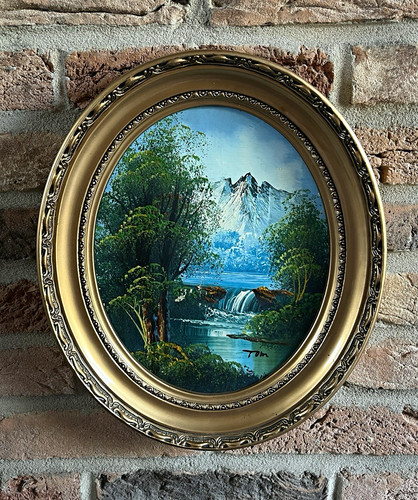 Vintage oil painting mountains - vintage,