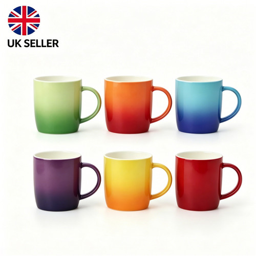Multi coloured stoneware mugs - stoneware,