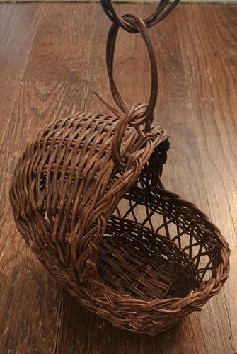 Vtg woven wicker - doll, cradle