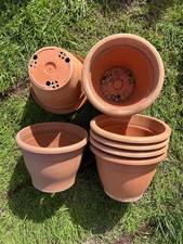 7 TERRACOTA Plastic ROUND STURDY Planter Flower Plant Pots