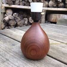 Old Vintage Retro Midcentury Modern Carved Teak Wood Table Lamp 4.5” Tall