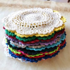4/6/8Pcs Retro Crochet Lace Cotton Placemat Coasters Table Mats Hollow 18-20cm
