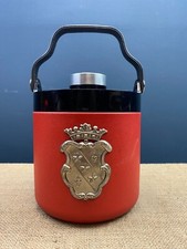 VINTAGE RETRO RED SPARKLETS ICE BUCKET WITH CREST & TONGS