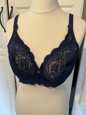 Triumph Navy Blue Lace Underwired Full Cup Bra, 36C