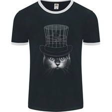 Under My Hat Funny Cat Bird Cage Mens Ringer T-Shirt FotL