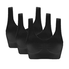 3 Pack Womens Ladies Sports Sleep Comfort Bras Full Cup Non-Wired Seamless Soft