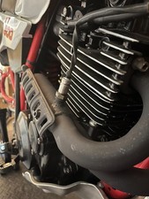 yamaha XT600 34L 55w 43F Exhaust with installed KOSO Mini 4 Air fuel Ratio Gauge