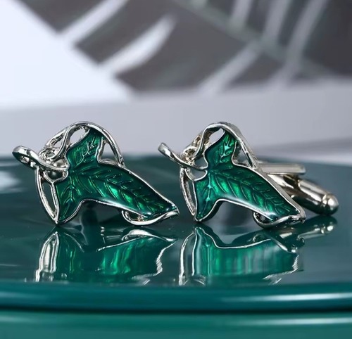 Elven leaf cufflinks hobbit - cufflinks,