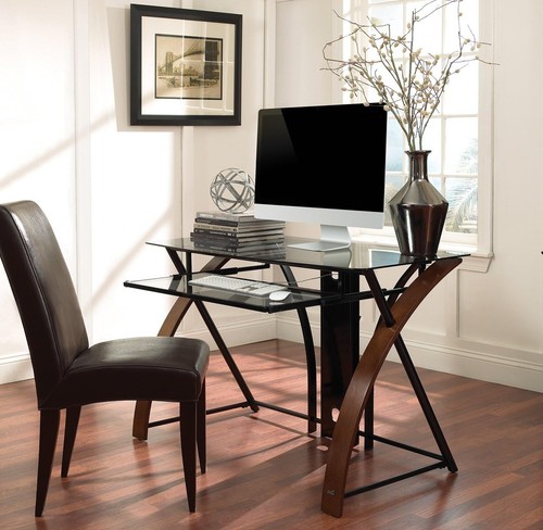 Glass top computer desk - glass,