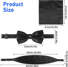 Black Bow Tie Cummerbund for