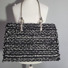 REPLAY Large Textured Tweed Shopper Bag Tote Bucket Beach Travel Shoulder Logo