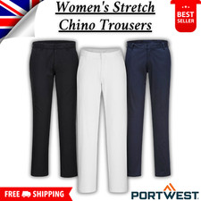 Portwest Womens Stretch Slim Chino Trousers Ladies Bowls Bowling Uniform Pants