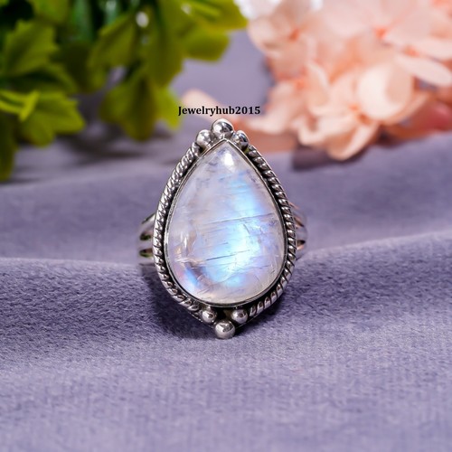Rainbow moonstone ring solid - rainbow,