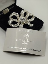 Vintage Queen Victoria's Bow Brooch Made by Swarovski Crystal In Original Box