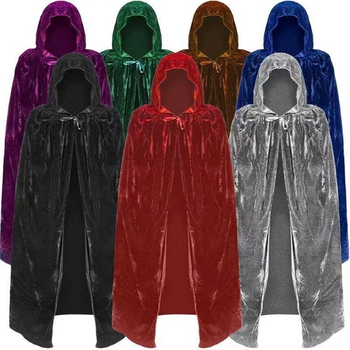 Velvet hooded cloak cape - hooded,