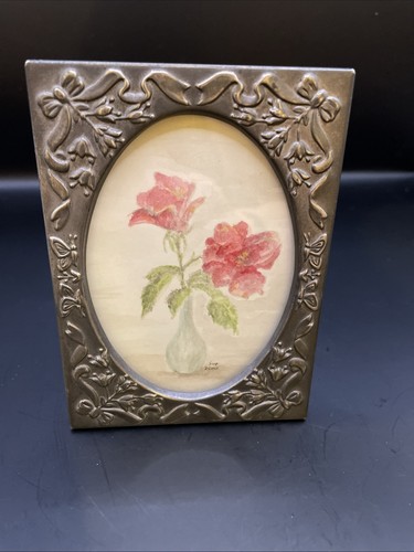 Vintage embossed metal photo - embossed,