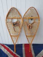 ANTIQUE VINTAGE OLD WOODEN  RUSTIC CANADIAN SNOWSHOES SKI WINTER ALPINE LODGE VM