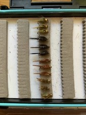 12 X ASSORTED S/S BEADHEAD MICRO NYMPH  FLIES SIZE 14 or 16 BY AQUASTRONG (073)
