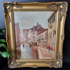 Framed Painting Signed E . Nicol German Architectural Design 15in X 13in