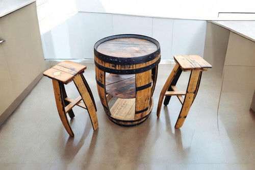 Reclaimed whiskey barrel table - barrel,