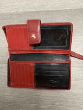 Visconti Leather Purse Red & Black Notes 2 x Coin 16 Cards Bifold Used