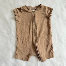 H&M Tan Romper Zip Up Shorties