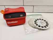 Vintage View-Master Red Reel 3D Viewer - 15 Reels Disney, Knight, Pony, Garfield